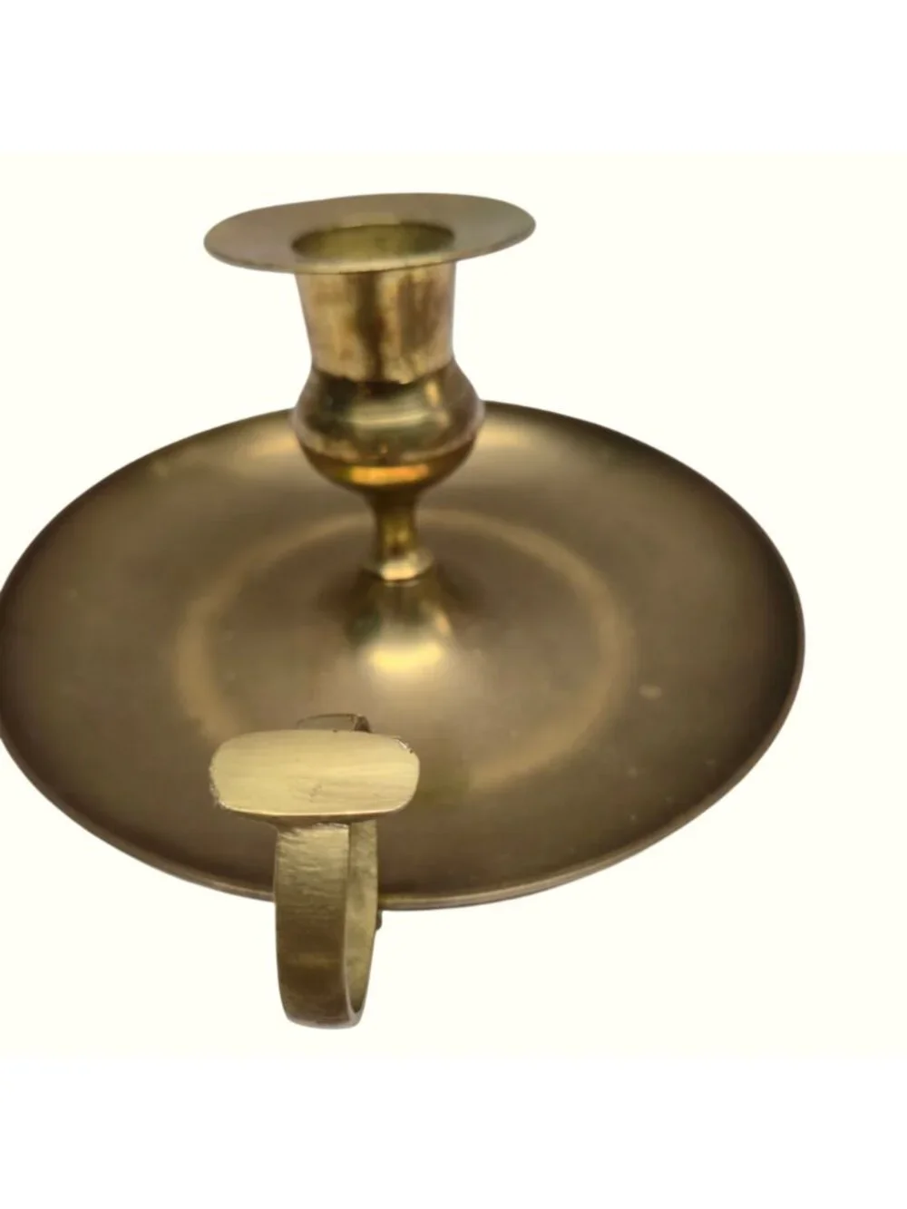 Vintage Brass Chamberstick Candle Holder Handle 8
